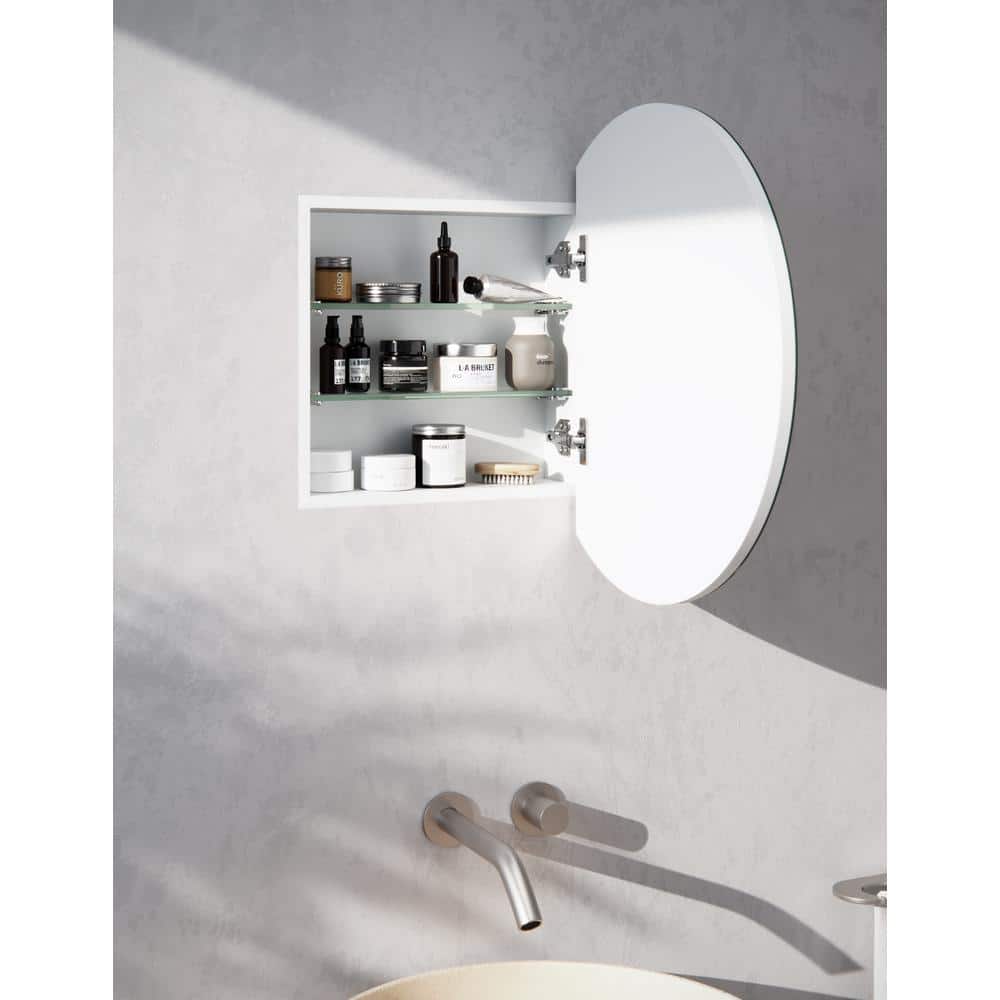 Glass Warehouse Orsa 24 in. W x 24 in. H x 4.75 in. D White Recessed Medicine Cabinet with Mirror