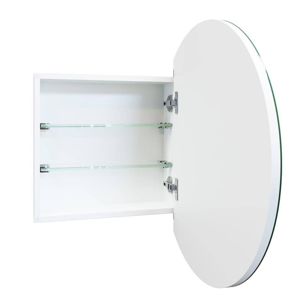 Glass Warehouse Orsa 24 in. W x 24 in. H x 4.75 in. D White Recessed Medicine Cabinet with Mirror