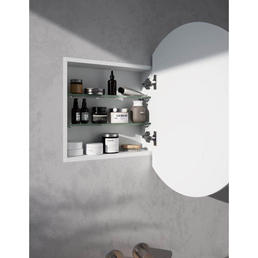 Glass Warehouse Orsa 24 in. W x 24 in. H x 4.75 in. D White Recessed Medicine Cabinet with Mirror