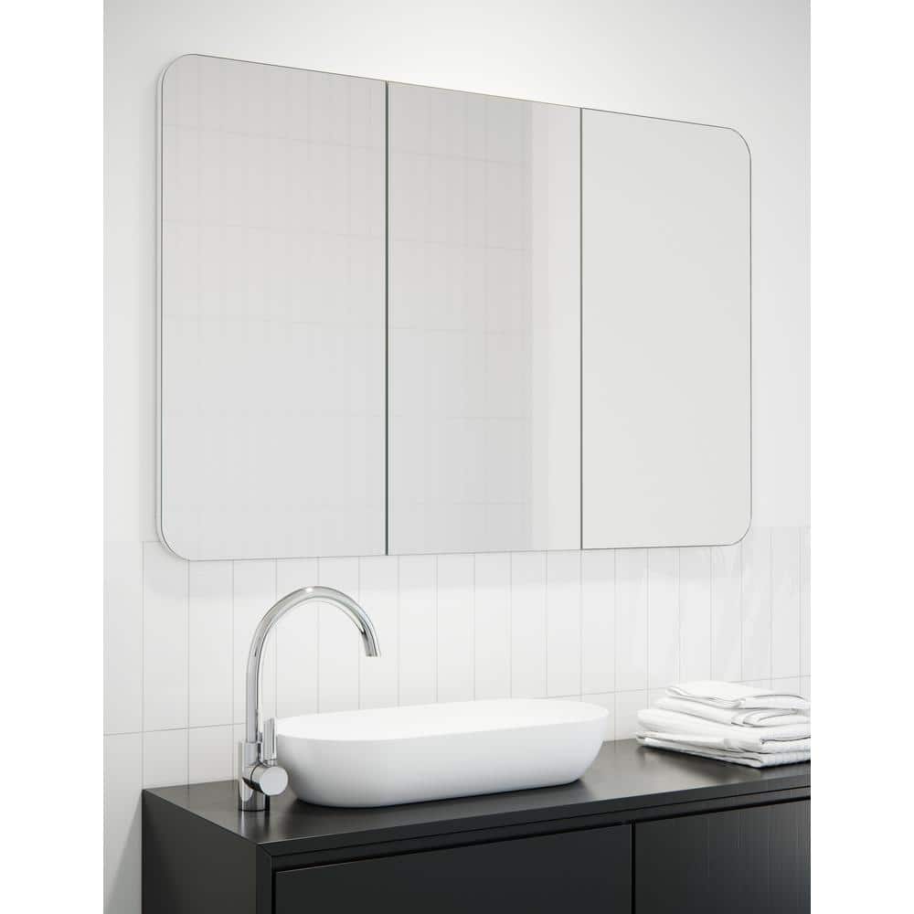Glass Warehouse Ezri 48 in. W x 32 in. H x 4.75 in. D White Recessed Medicine Cabinet with Mirror