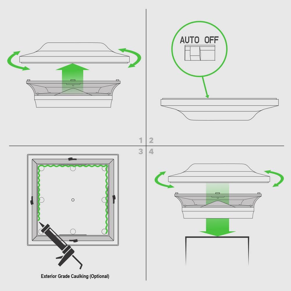 CLASSY CAPS Imperial 5 in. x 5 in. Outdoor White Cast Aluminum LED Solar Post Cap (2-Pack)