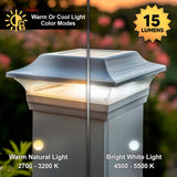 CLASSY CAPS Imperial 5 in. x 5 in. Outdoor White Cast Aluminum LED Solar Post Cap (2-Pack)
