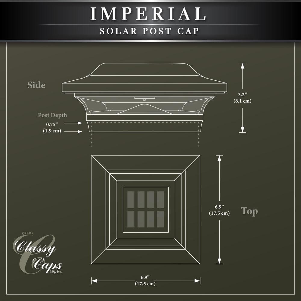 CLASSY CAPS Imperial 5 in. x 5 in. Outdoor White Cast Aluminum LED Solar Post Cap (2-Pack)