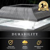CLASSY CAPS Imperial 5 in. x 5 in. Outdoor White Cast Aluminum LED Solar Post Cap (2-Pack)