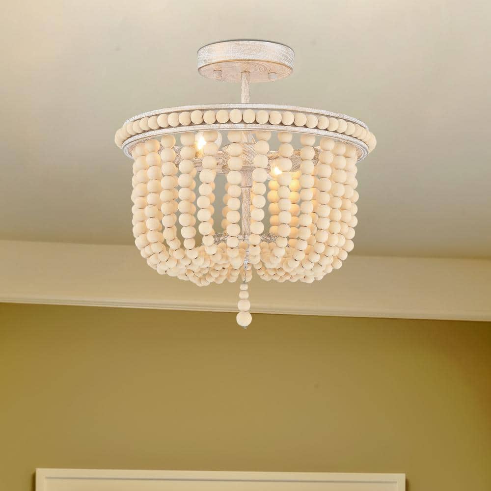 Vanity Art 12.6 in. 2-Light White Plus Gold Unique/Statement Bowl Flush Mount