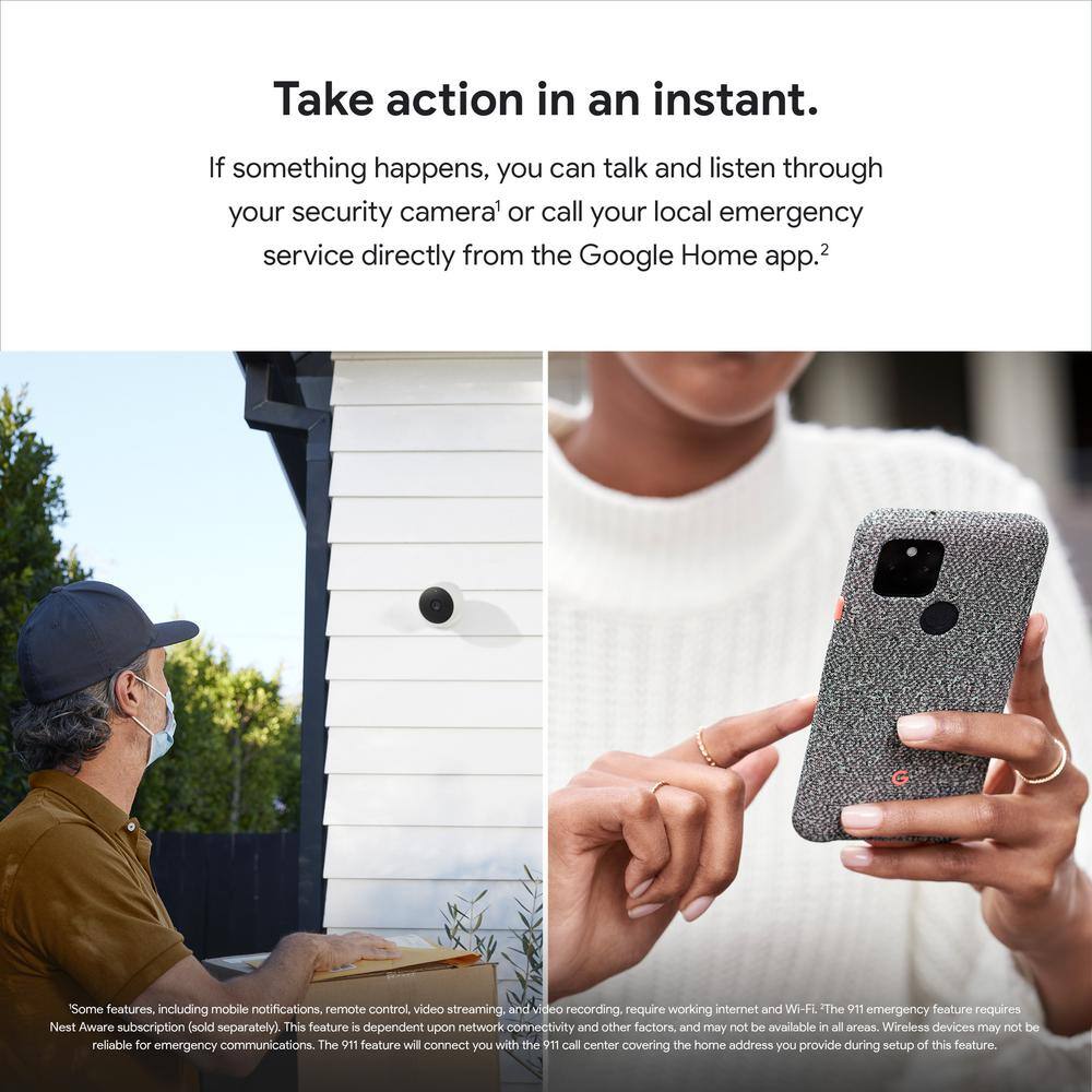 Google Nest Cam (Battery) - Outdoor or Indoor Security Camera (2-Pack) + Additional Charge Cable (1M)