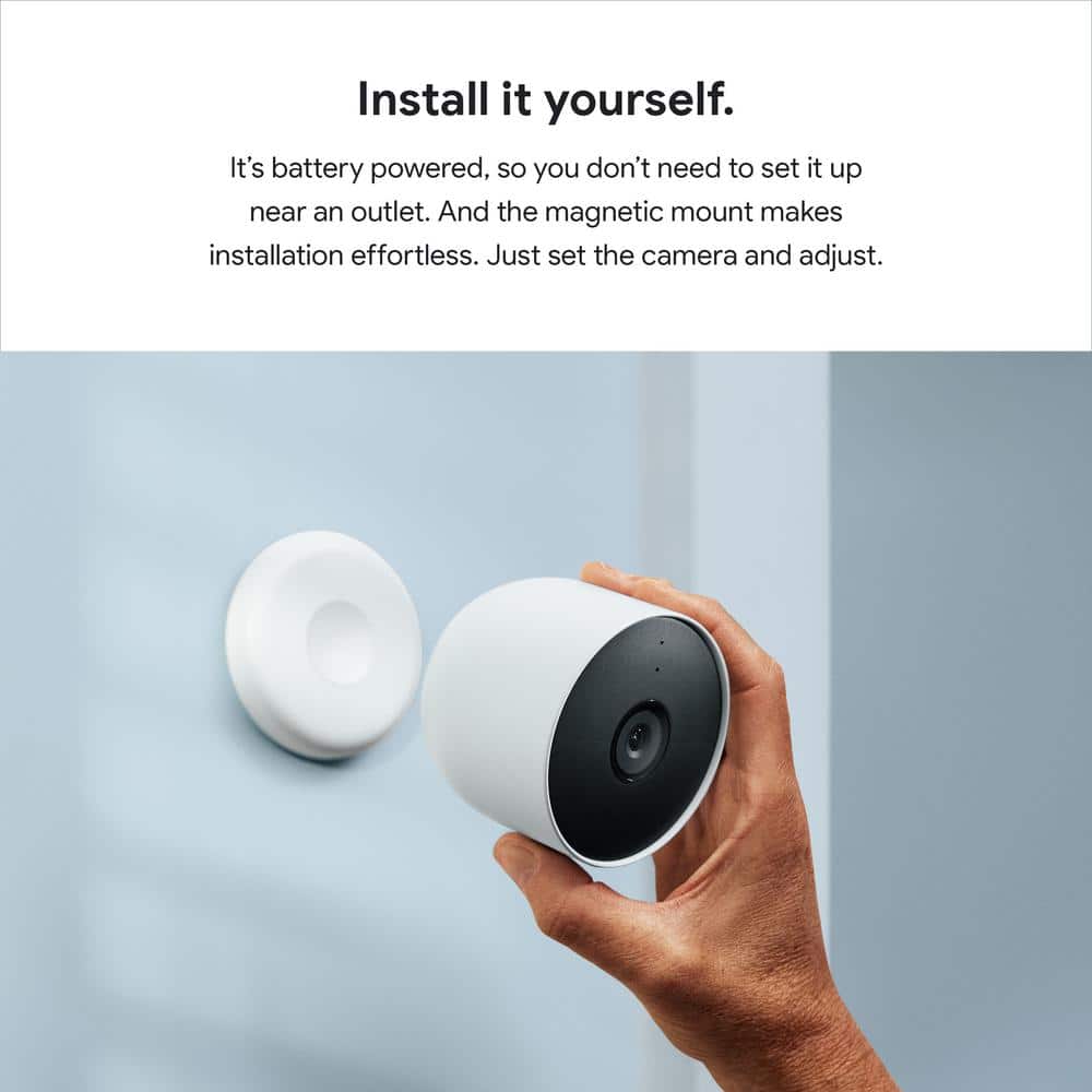 Google Nest Cam (Battery) - Outdoor or Indoor Security Camera (2-Pack) + Additional Charge Cable (1M)
