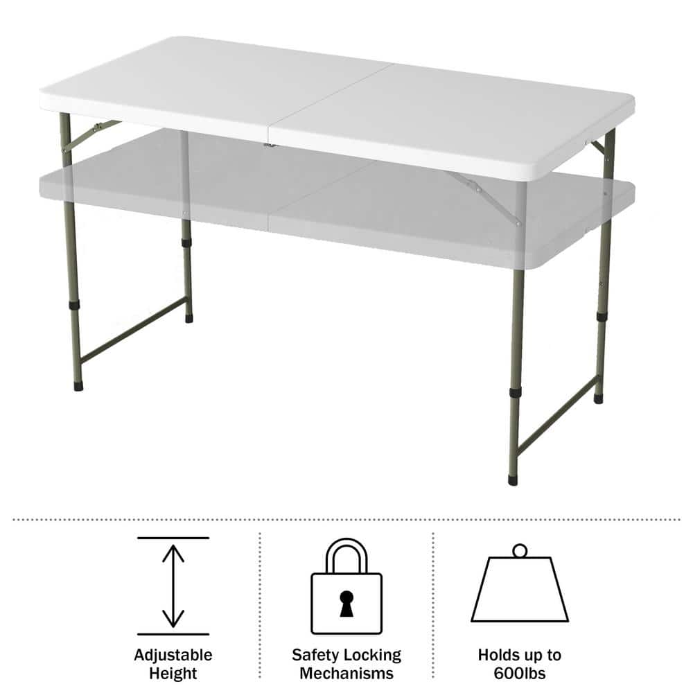 Lavish Home 4 ft. Adjustable Folding Utility Table with 2-Height Settings