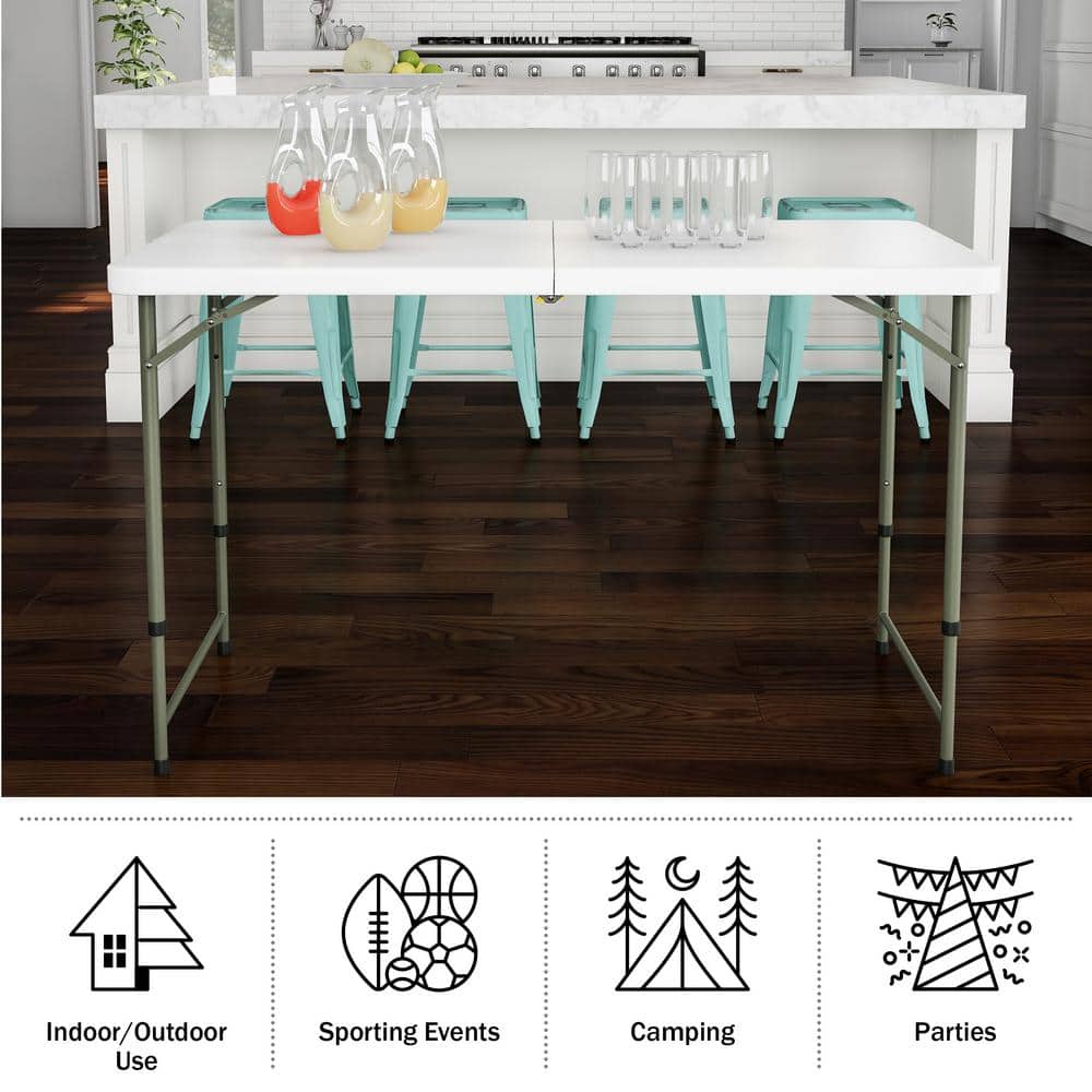 Lavish Home 4 ft. Adjustable Folding Utility Table with 2-Height Settings