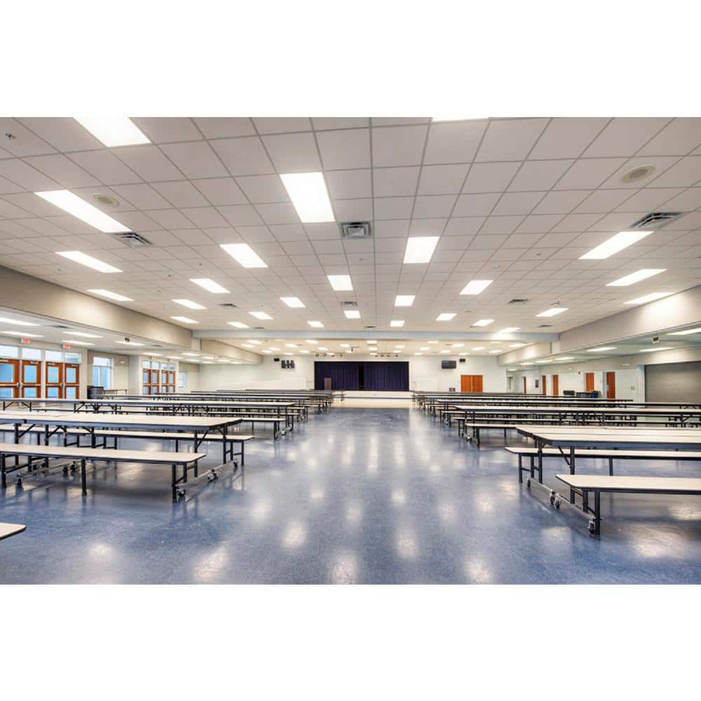 HALCO LIGHTING TECHNOLOGIES 2 ft. x 4 ft 128-Watt Equivalent White Edge-Lit Flat Panel Integrated LED Drop Ceiling Troffer Bright White 3500K