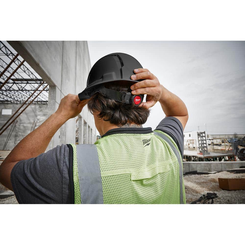 Milwaukee BOLT White Type 1 Class C Front Brim Vented Hard Hat with 4-Point Ratcheting Suspension and High-Visibility Mesh Sunshade
