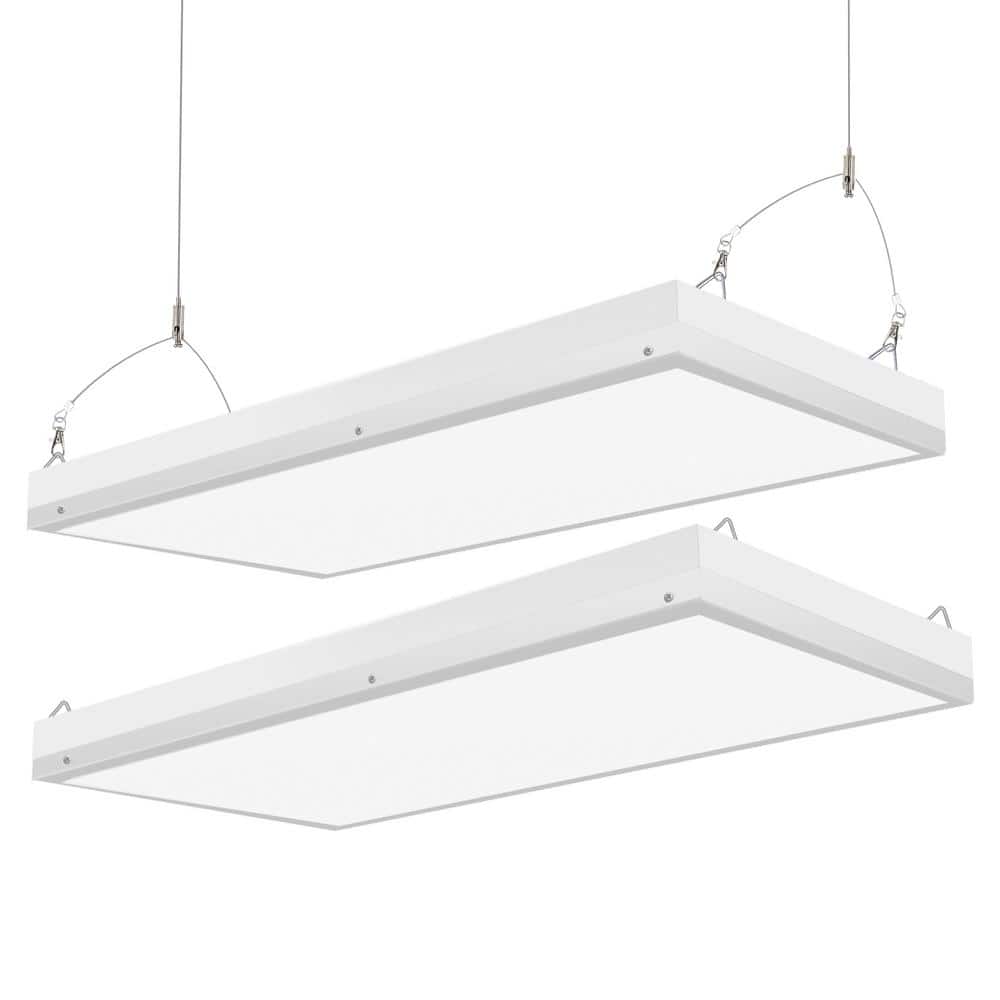 Honbei 2-Pack 2 ft. 500-Watt Equivalent Integrated LED White High Bay Shop Light, 5000K Linear Hanging Light for Shop, ETL