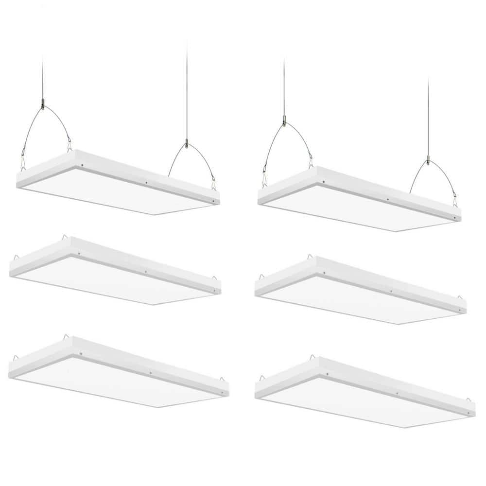 Honbei 2 ft. 500-Watt Equivalent Integrated LED White High Bay Light, 5000K Industrial Workshop Linear Hanging Light (6-Pack)