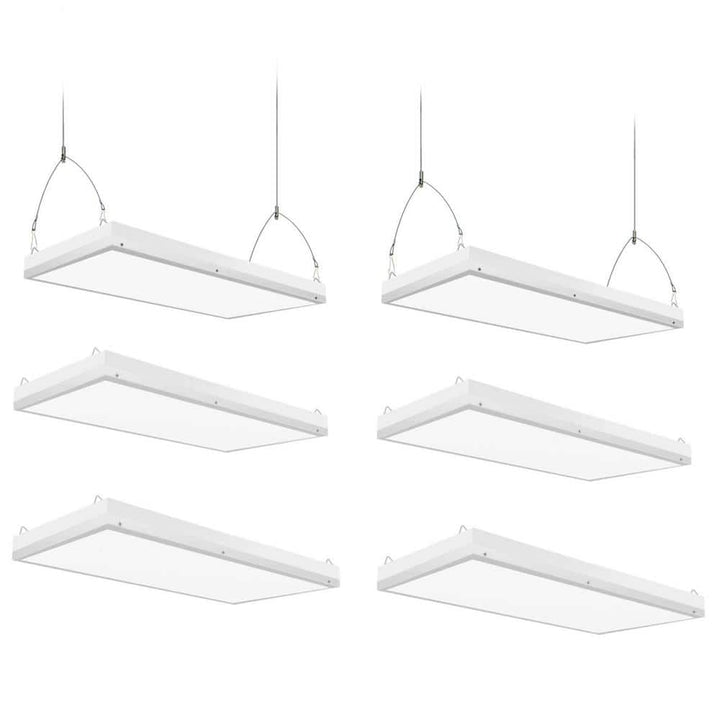 Honbei 2 ft. 500-Watt Equivalent Integrated LED White High Bay Light, 5000K Industrial Workshop Linear Hanging Light (6-Pack)