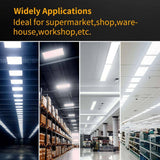 Honbei 2 ft. 500-Watt Equivalent Integrated LED White High Bay Light, 5000K Industrial Workshop Linear Hanging Light (6-Pack)