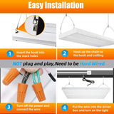 Honbei 2 ft. 500-Watt Equivalent Integrated LED White High Bay Light, 5000K Industrial Workshop Linear Hanging Light (6-Pack)