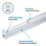 WYZM 4 ft. 80-Watt Equivalent LED T5 Shop Light 5000K Daylight,2200 Lumens,Linkable LED Shop Light(12-Pack)