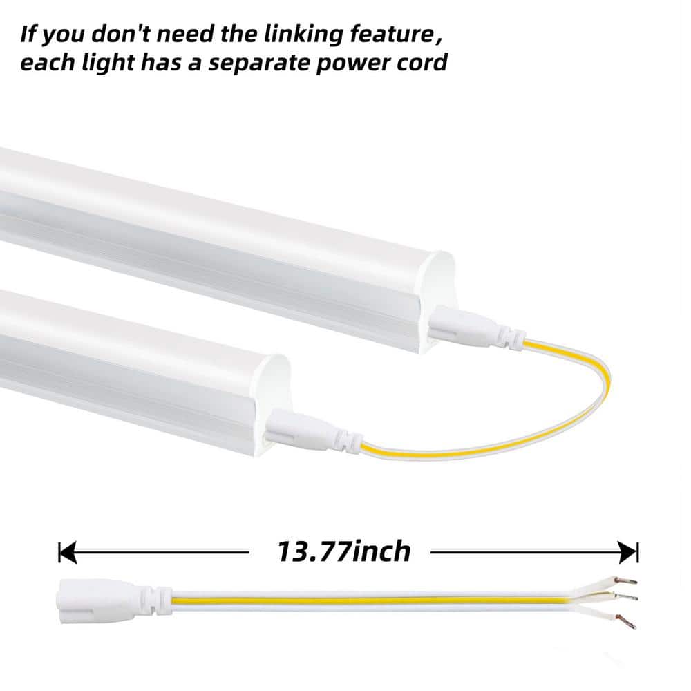 WYZM 4 ft. 80-Watt Equivalent LED T5 Shop Light 5000K Daylight,2200 Lumens,Linkable LED Shop Light(12-Pack)