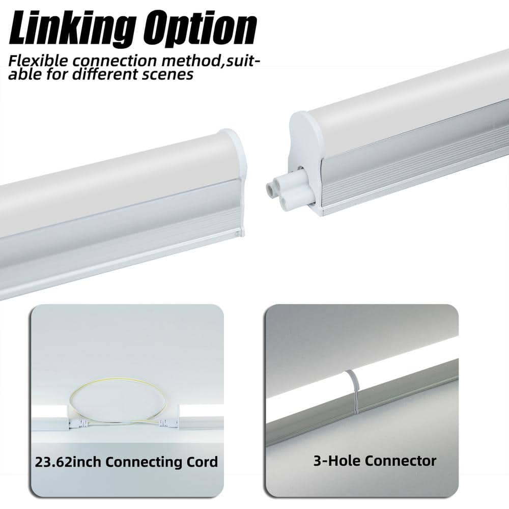 WYZM 4 ft. 80-Watt Equivalent LED T5 Shop Light 5000K Daylight,2200 Lumens,Linkable LED Shop Light(12-Pack)