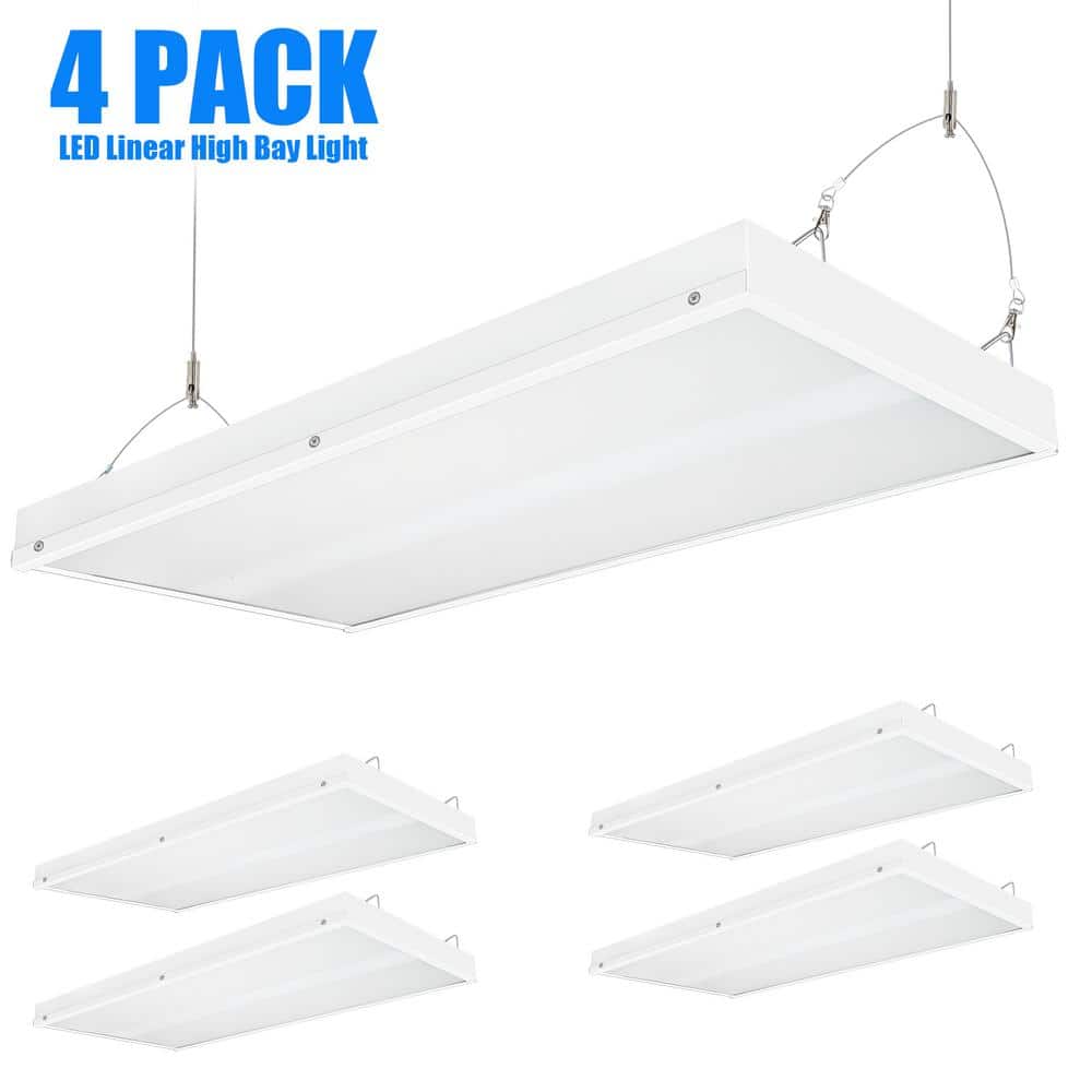 WYZM 2 ft. 400-Watt Equivalent Integrated LED White High Bay Light with 16000Lumens 120-277V 5000K Daylight (4-Pack)