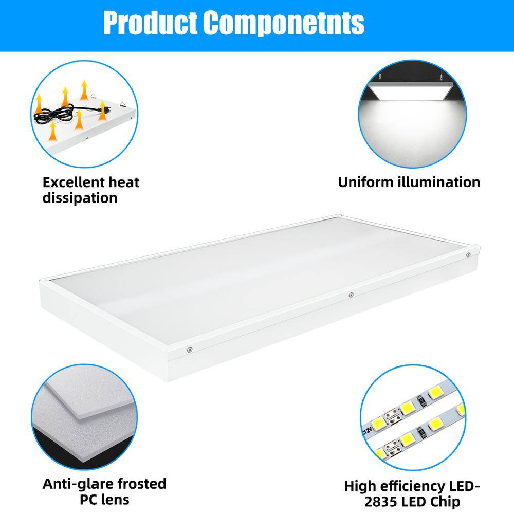 WYZM 2 ft. 400-Watt Equivalent Integrated LED White High Bay Light 120-Volt to 277-Volt 16000 Lumens 5000K (6-Pack)