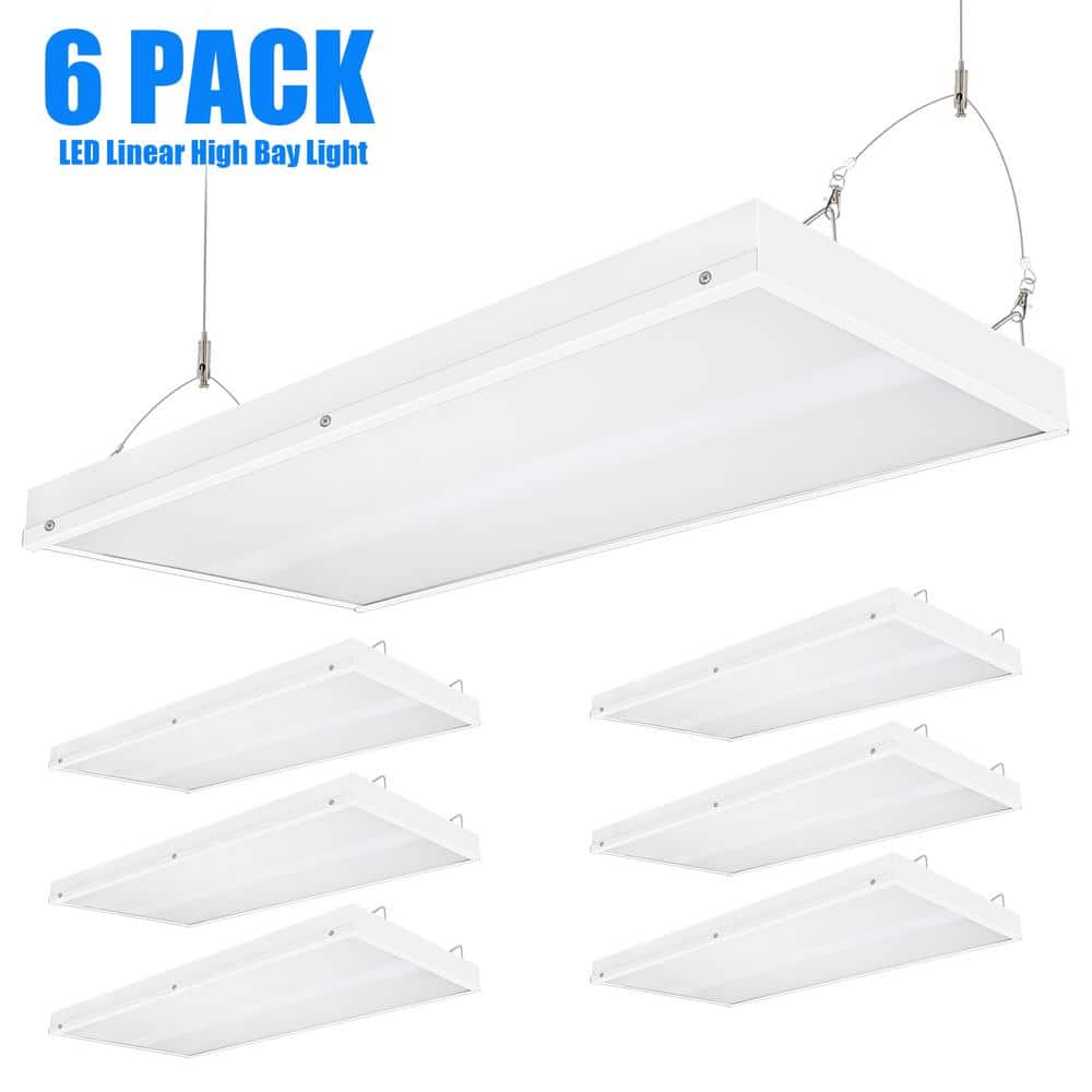 WYZM 2 ft. 400-Watt Equivalent Integrated LED White High Bay Light 120-Volt to 277-Volt 16000 Lumens 5000K (6-Pack)