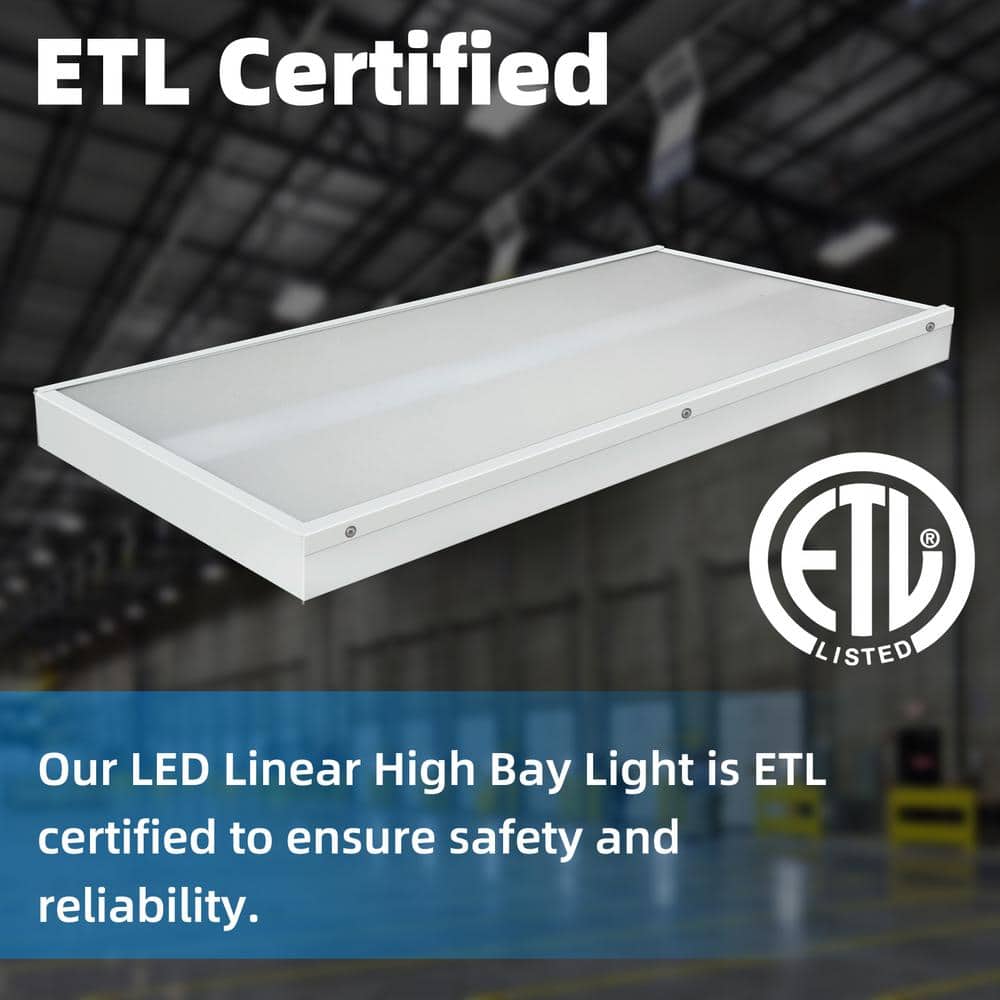 WYZM 2 ft. 400-Watt Equivalent Integrated LED White High Bay Light 120-Volt to 277-Volt 16000 Lumens 5000K (6-Pack)