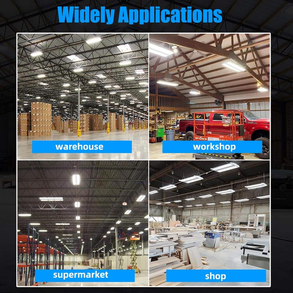 WYZM 2 ft. 400-Watt Equivalent Integrated LED White High Bay Light 120-Volt to 277-Volt 16000 Lumens 5000K (6-Pack)