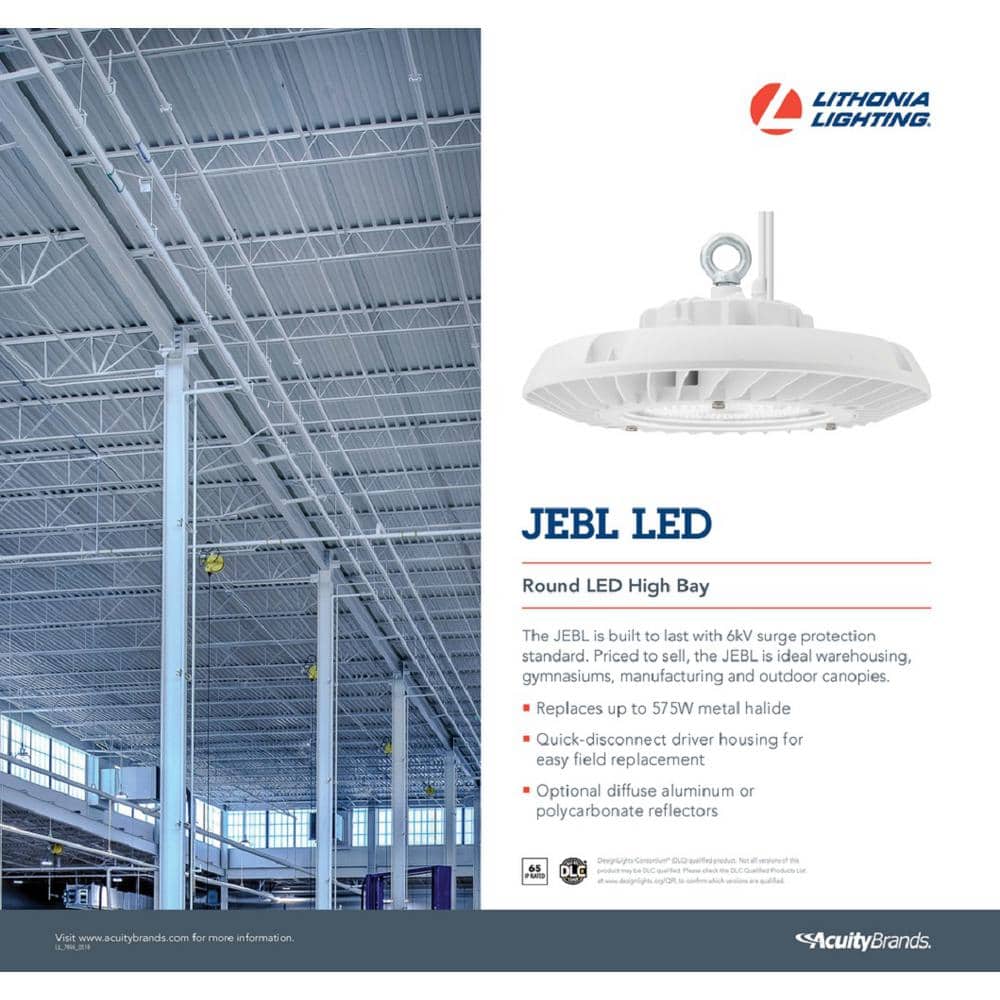 Lithonia Lighting Contractor Select JEBL Series 1.08 ft. 175-Watt Equivalent Integrated LED Dimmable White High Bay Light Fixture, 5000K