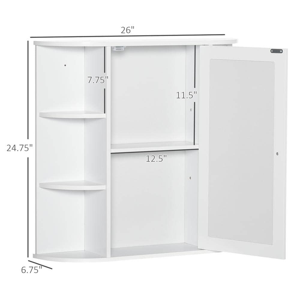 HOMCOM 26 in. W x 24.75 in. H Rectangular Medicine Cabinet with Mirror