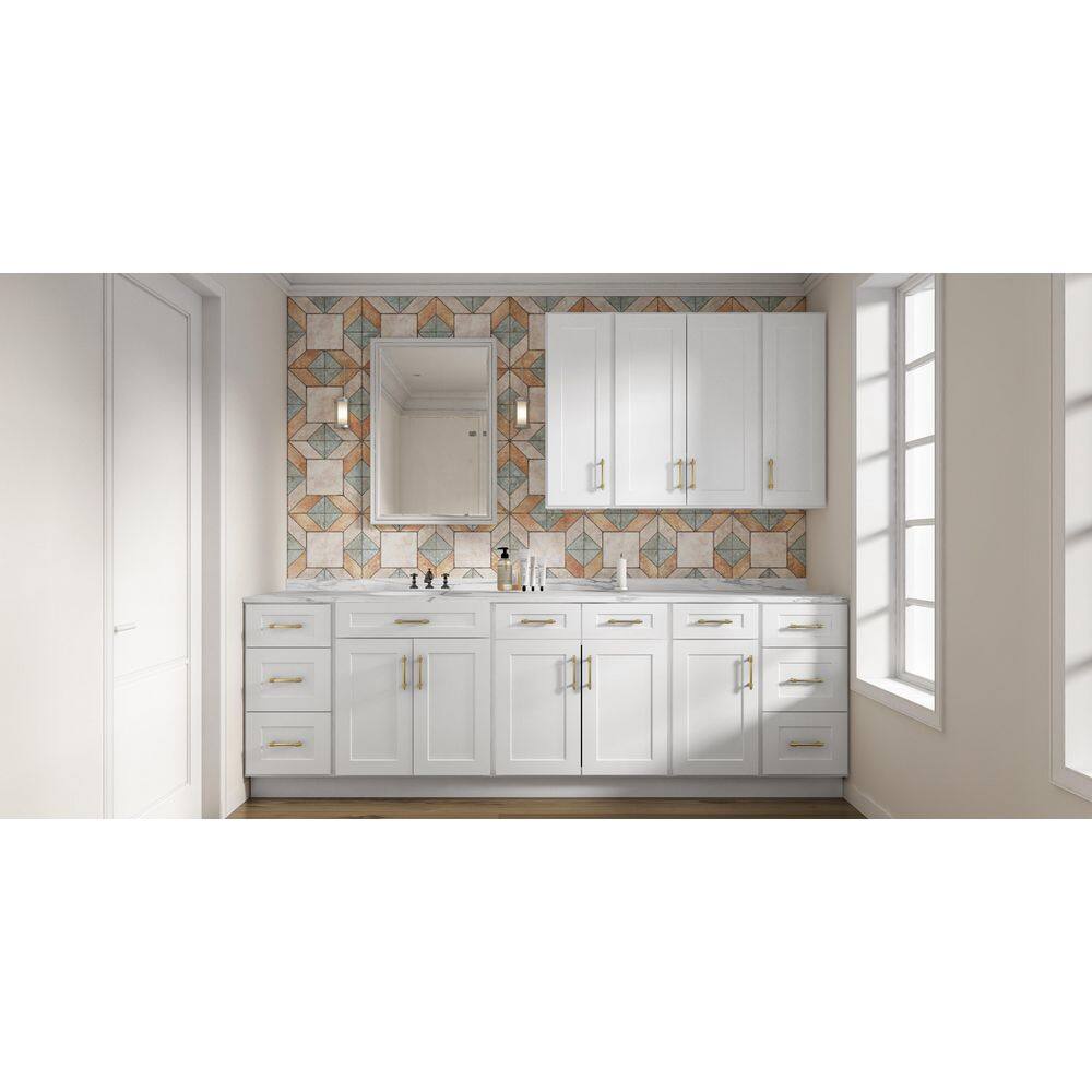 HOMEIBRO 33 in. W x 34-1/2 in. H x 24 in. D White Painted Shaker Style Ready to Assemble Base Cabinet with 2-Drawers