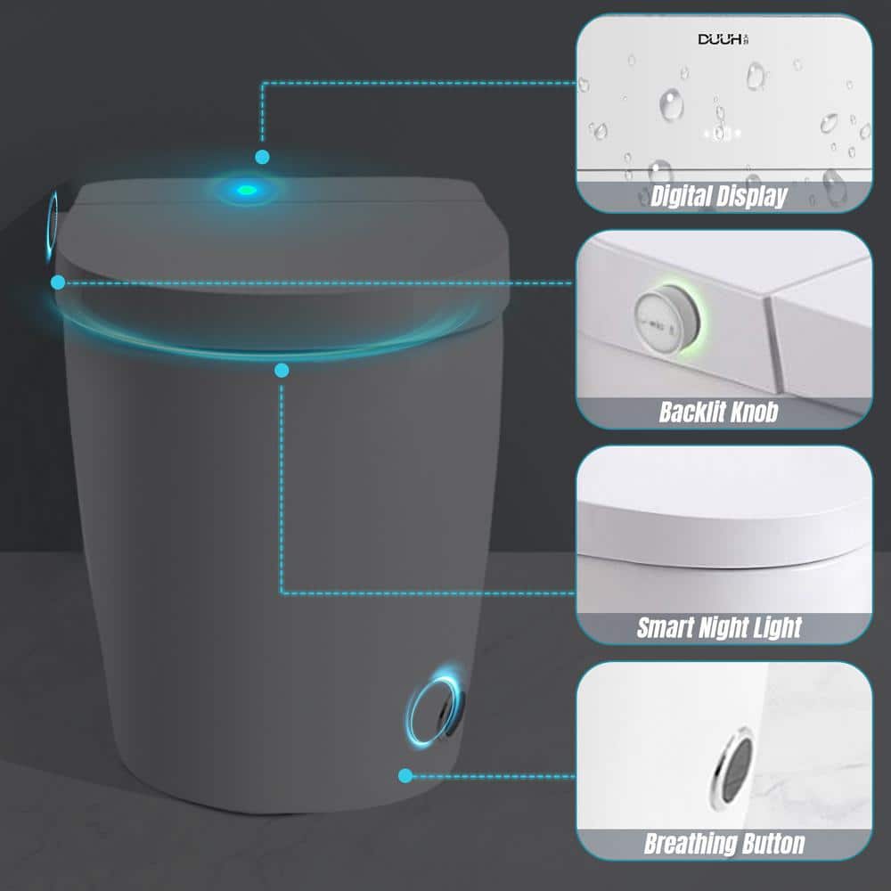 HOMEMYSTIQUE Height Intelligent Bidet Toilet with Auto Features, Heated Seat & Remote Control