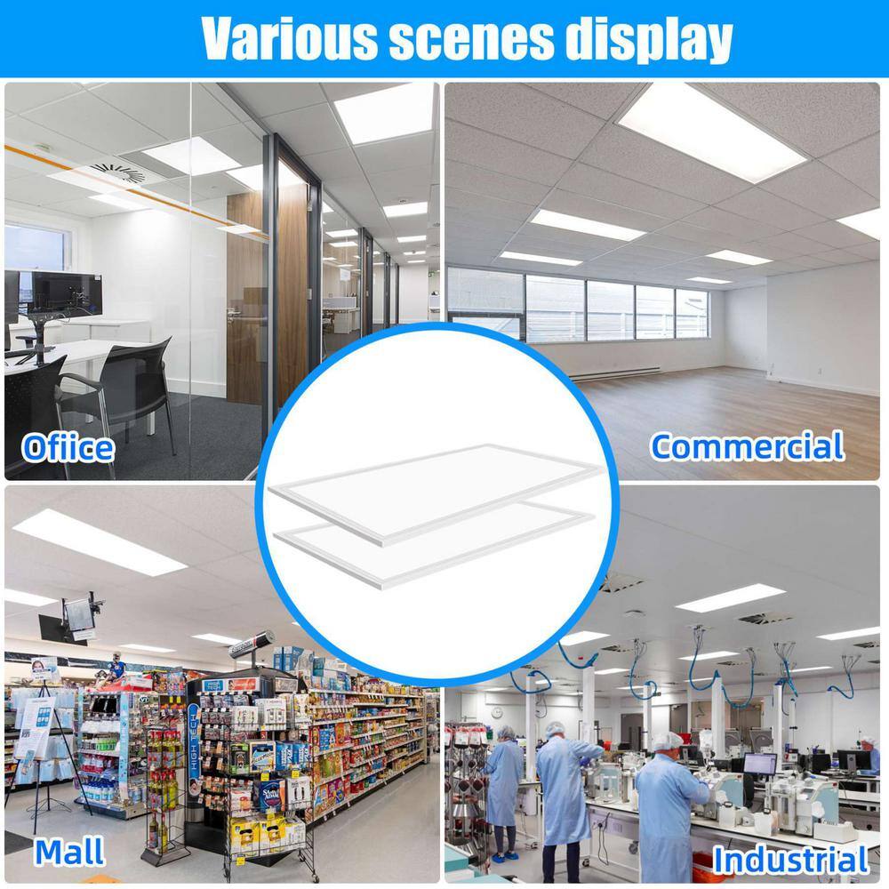 Honbei 2 ft. x 4 ft. 7800 Lumens Integrated LED Panel Light 5000K 2 x 4 LED Drop Ceiling Light Fixture, ETL Listed (20-Pack)