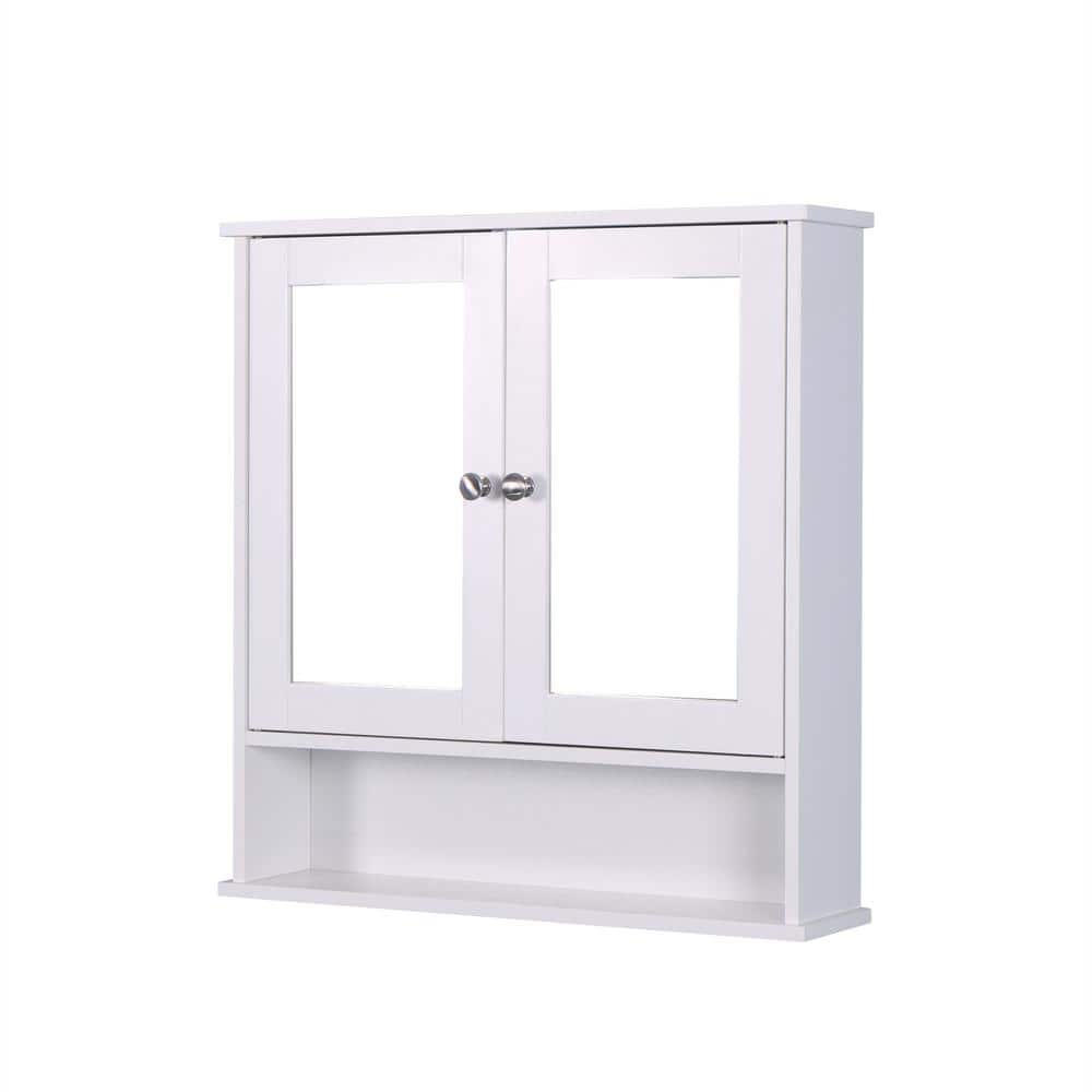 Hooseng 5.12 in. W x 22.8 in. H Rectangular MDF Medicine Cabinet with Mirror and 2-doors