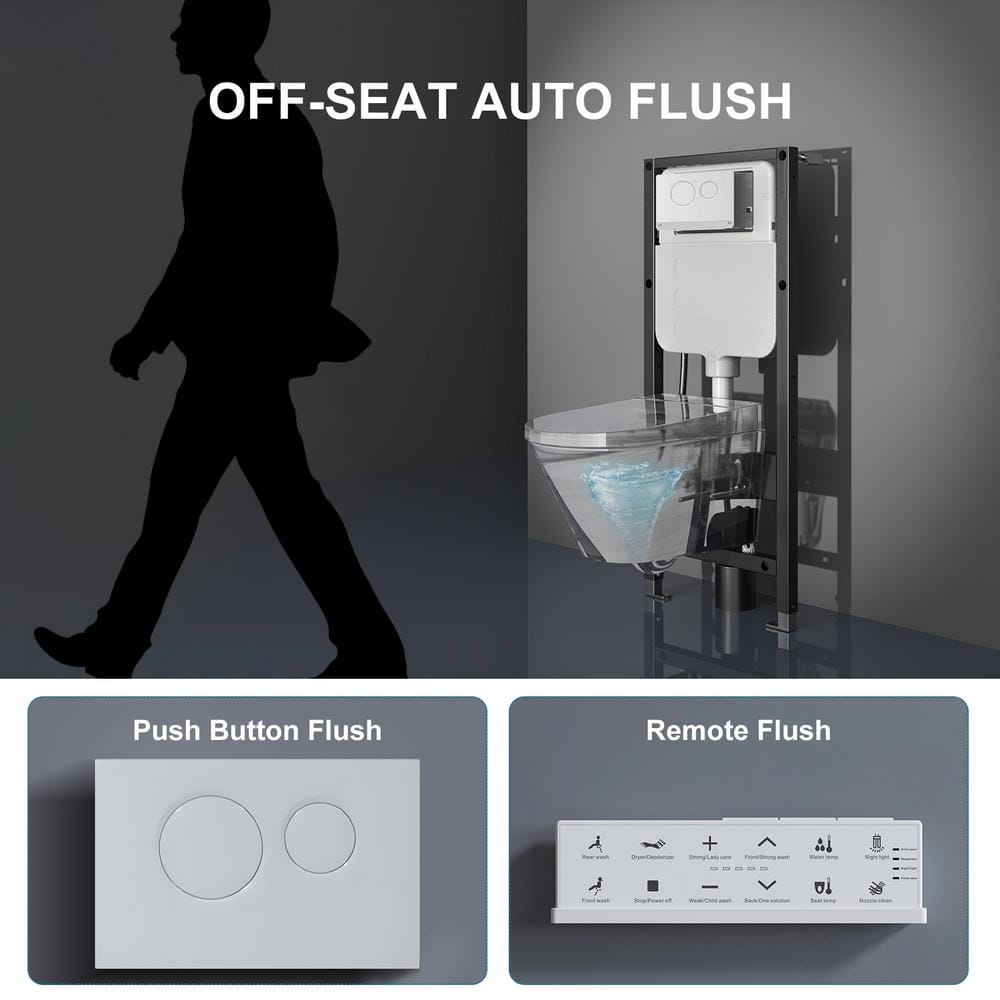 HOROW Wall Hung Elongated Smart Toilet Bidet with Night Light and Heated Seat