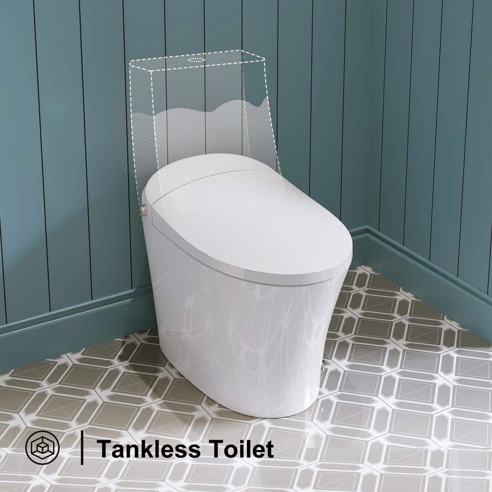 HOROW 1.27 GPF Tankless Elongated Smart Bidet Toilet with ADA Seat Height