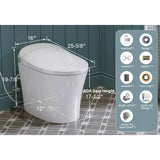 HOROW 1.27 GPF Tankless Elongated Smart Bidet Toilet with ADA Seat Height