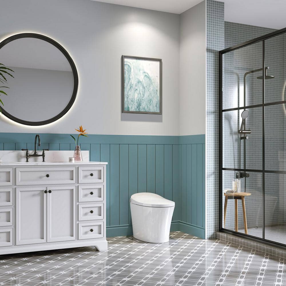 HOROW 1.27 GPF Tankless Elongated Smart Bidet Toilet with ADA Seat Height