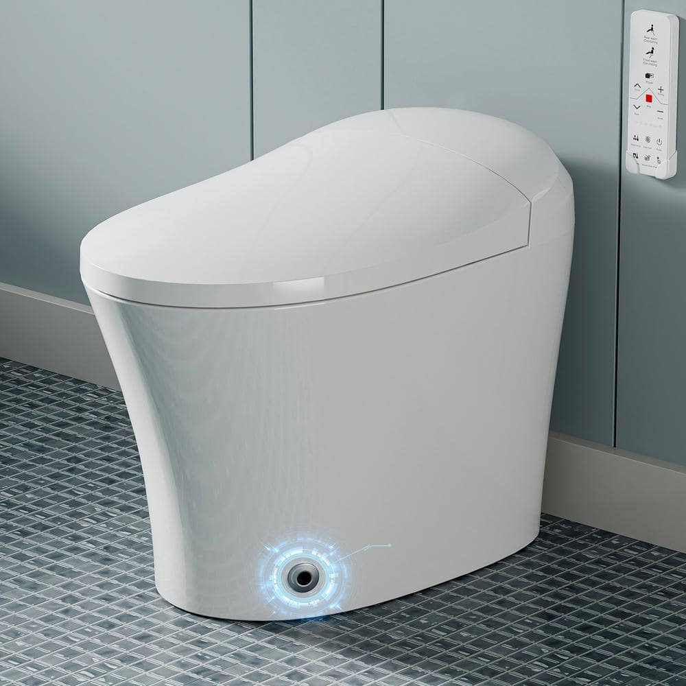 HOROW 1/1.27 GPF Tankless Smart Toilet Bidet with Dual Flush System, White