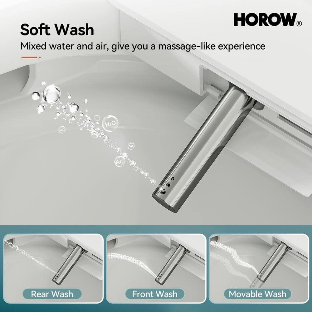 HOROW 1/1.27 GPF Tankless Smart Toilet Bidet with Dual Flush System, White