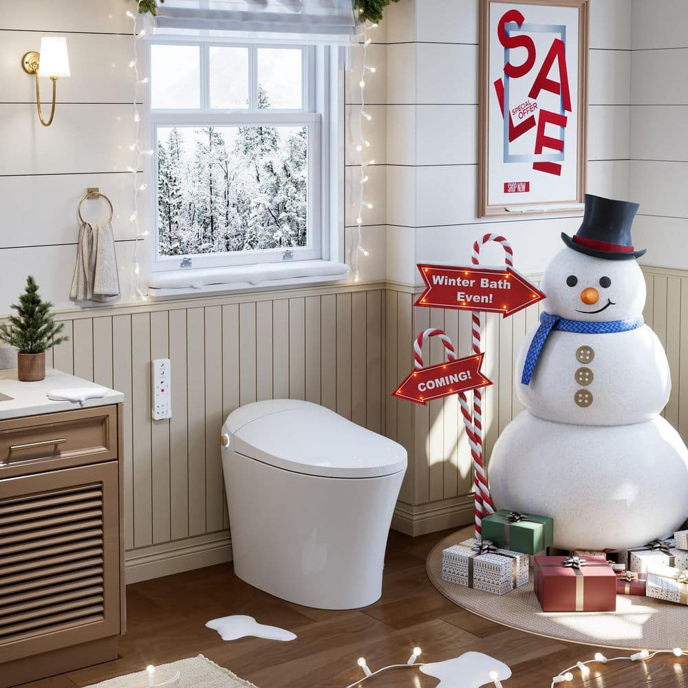 HOROW 1/1.27 GPF Tankless Smart Toilet Bidet with Dual Flush System, White
