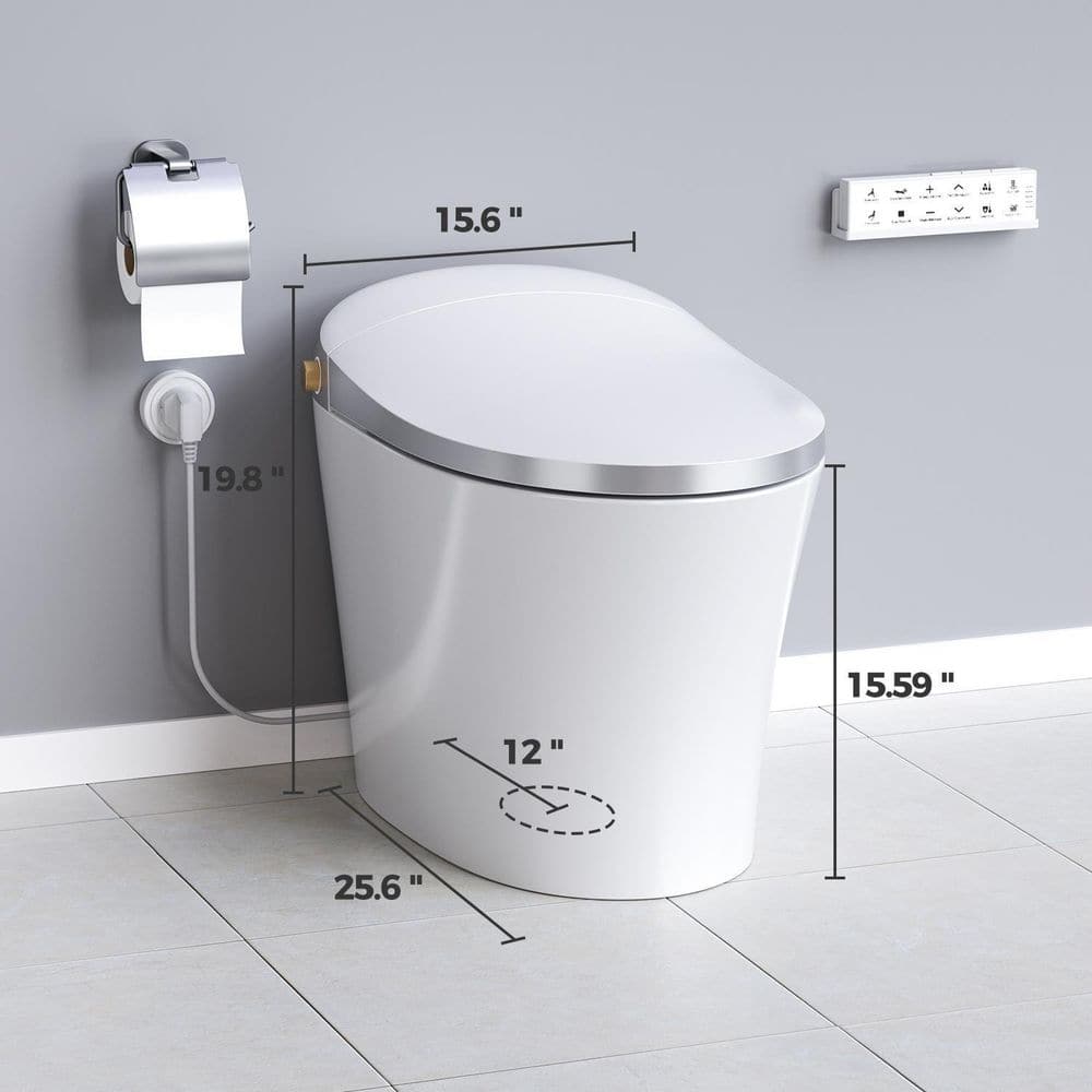 HOROW Elongated Smart Toilet Bidet with Auto Features and Remote - White