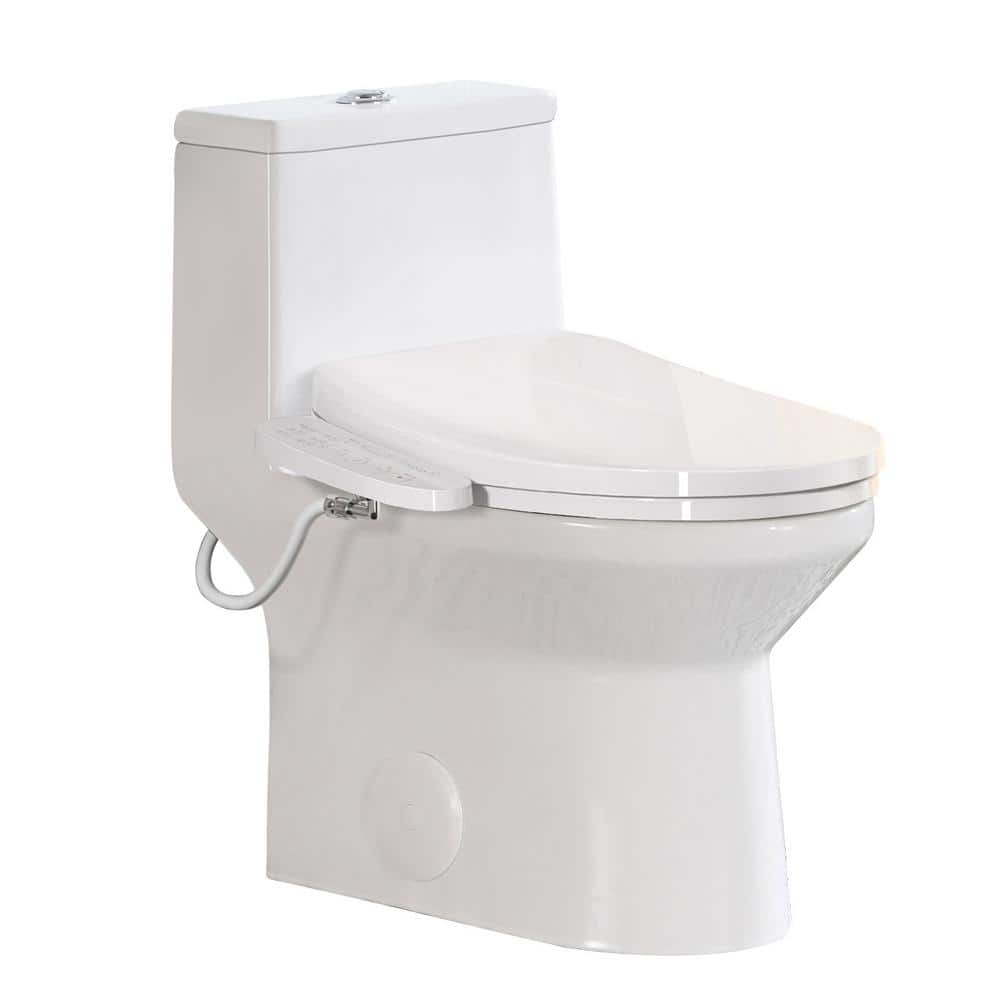 HOROW ADA Chair Height Elongated Bidet Toilet Combo with Dual Flush, Electric Bidet Seat, & Warm Air Dryer