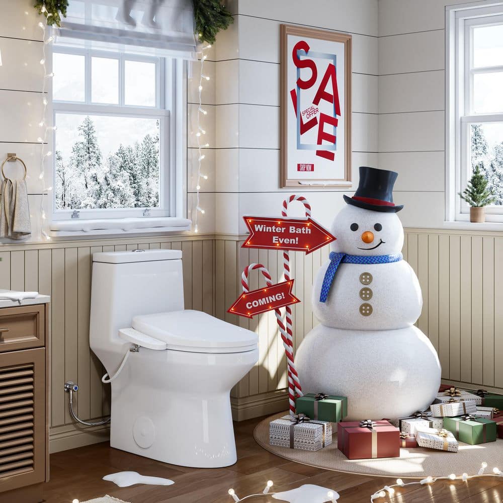 HOROW ADA Chair Height Elongated Bidet Toilet Combo with Dual Flush, Electric Bidet Seat, & Warm Air Dryer