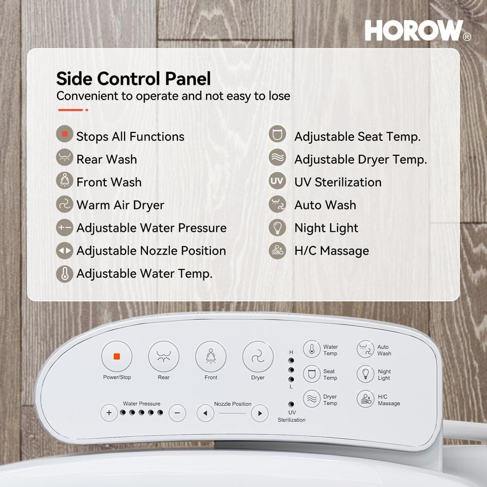 HOROW Elongated Bidet Toilet Dual Flush 0.8/1.28 GPF with Heated Seat