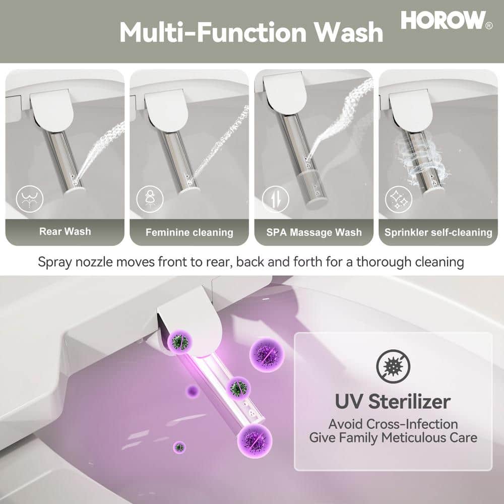 HOROW Dual Flush Elongated Smart Bidet Toilet - White