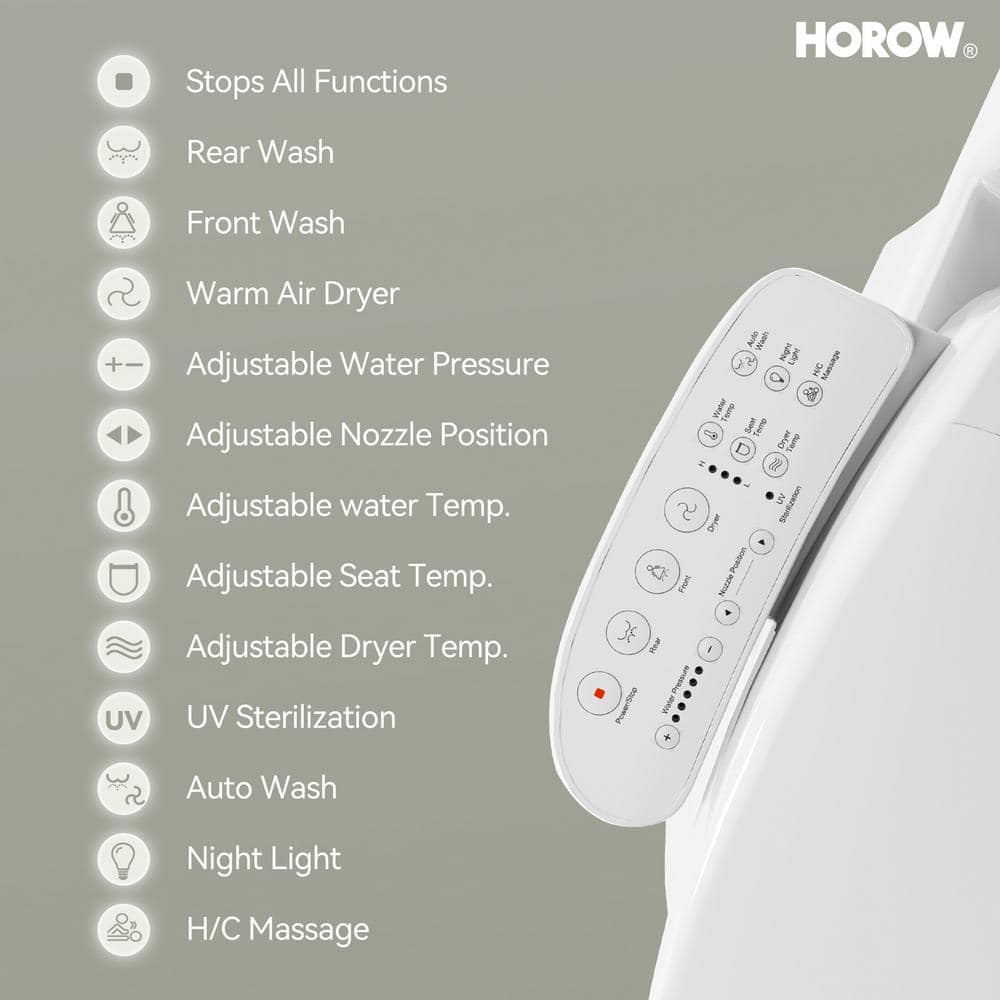 HOROW 1-piece Dual Flush Elongated ADA Toilet with Smart Bidet Seat - Brushed Gold