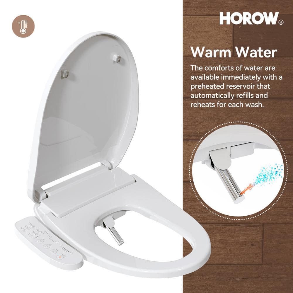 HOROW 17 in. ADA Dual Flush Elongated Toilet with Smart Bidet Seat