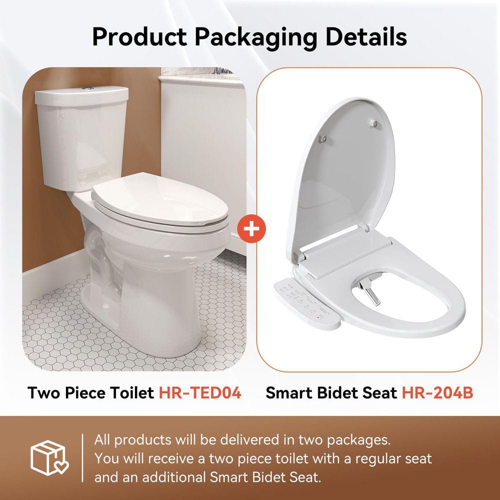 HOROW 17 in. ADA Dual Flush Elongated Toilet with Smart Bidet Seat