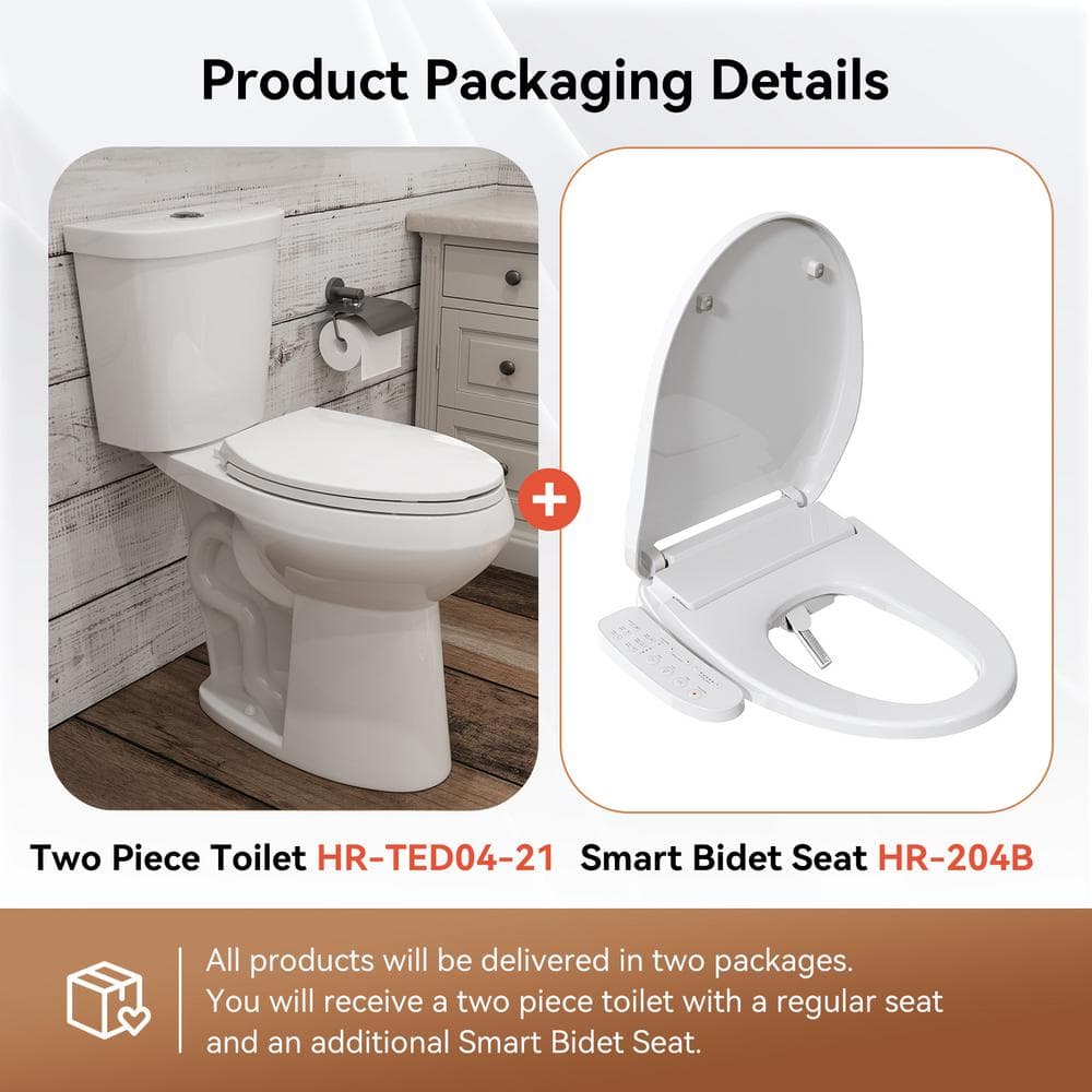 HOROW 21" Heightened Dual Flush Elongated Toilet with Smart Bidet Seat